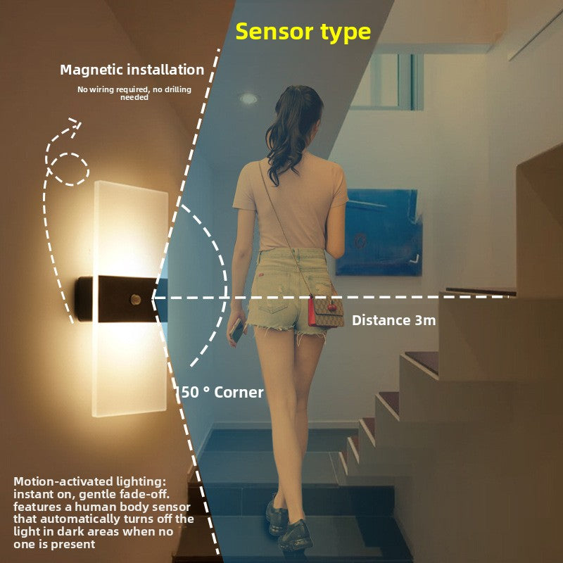 Touch-sensitive wall lamp for bedroom bedside lamp