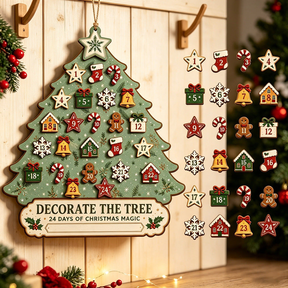 Christmas 24-day countdown calendar wooden Christmas decoration item