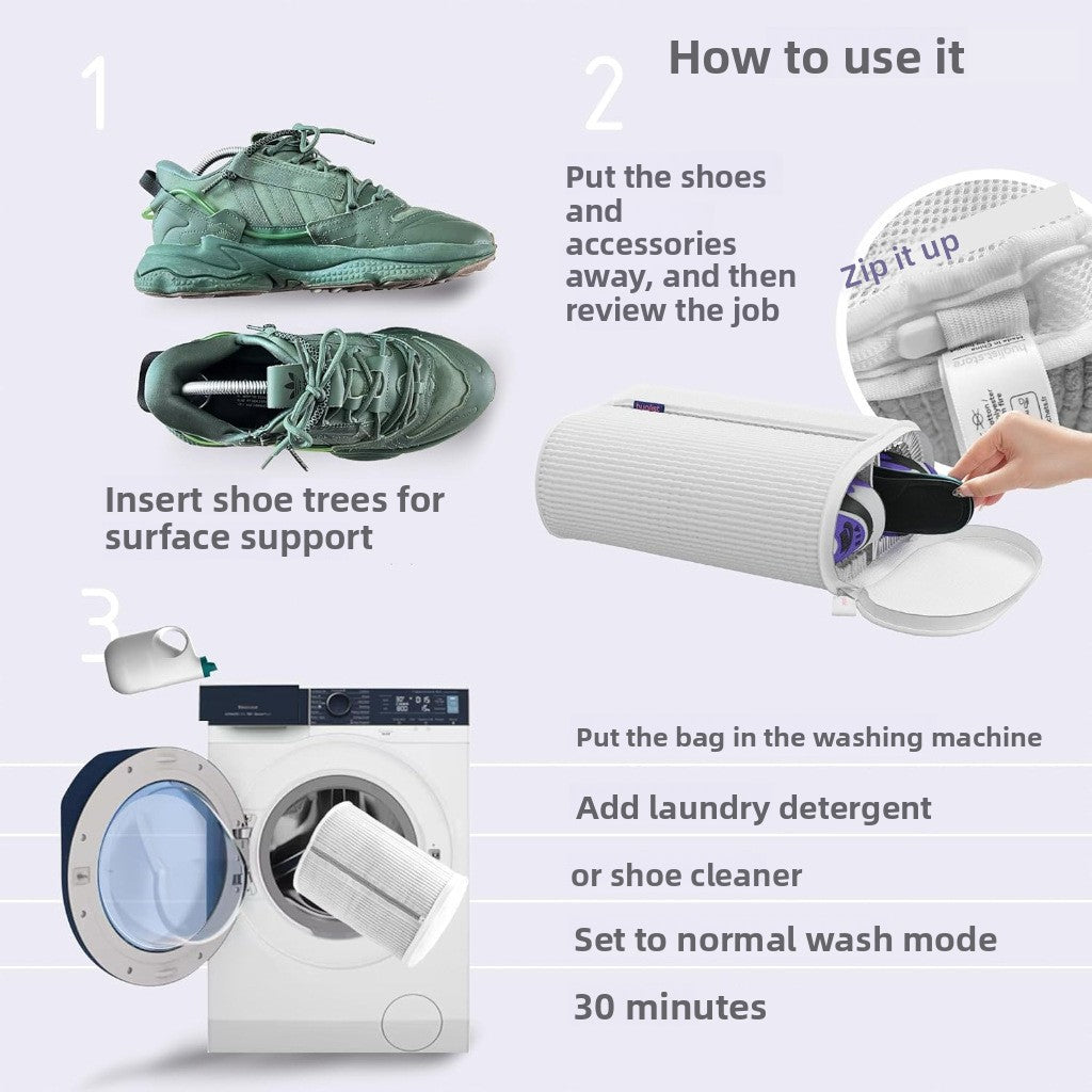 Reusable Shoe Cleaning Bag with Brake Zipper