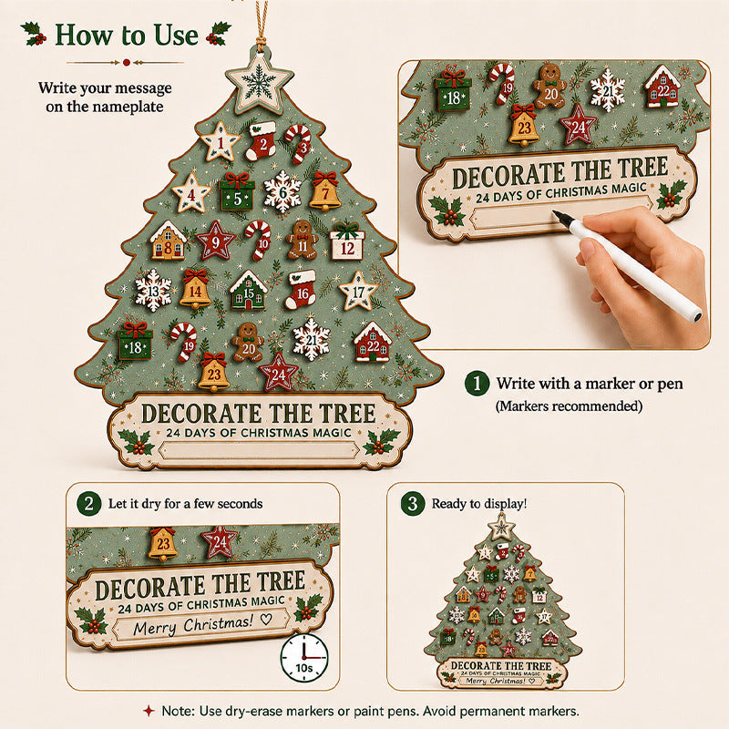 Christmas 24-day countdown calendar wooden Christmas decoration item