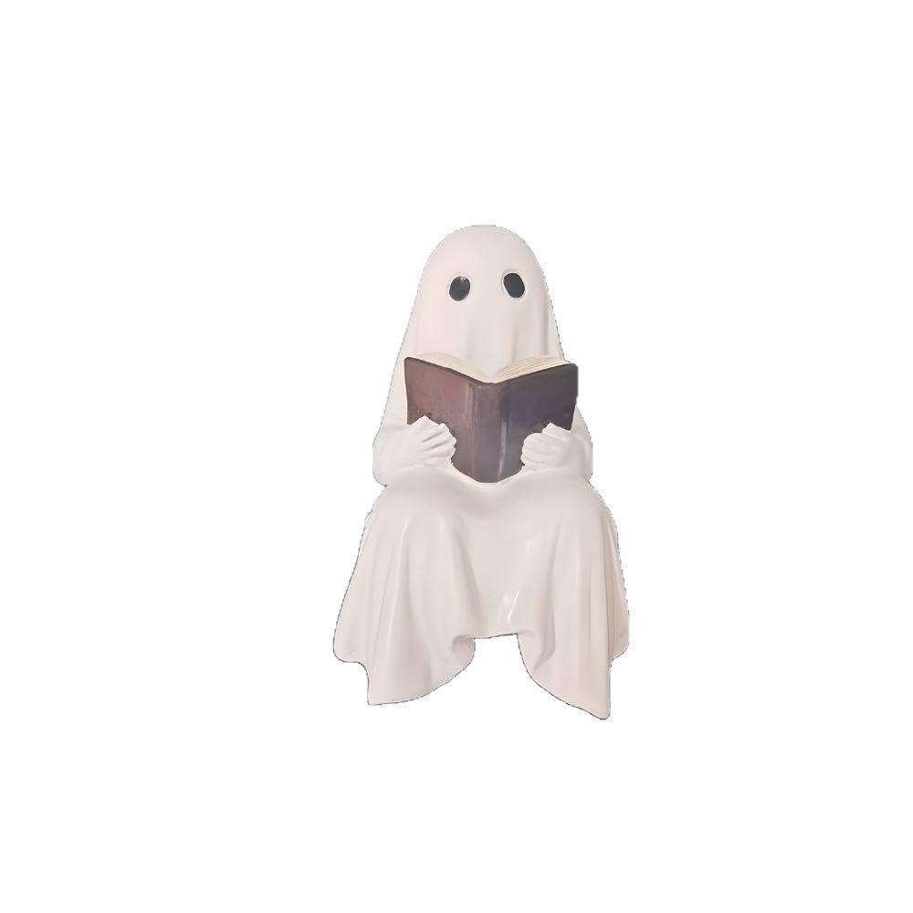 Halloween Ghost Reading Book Resin Statue Home Decoration