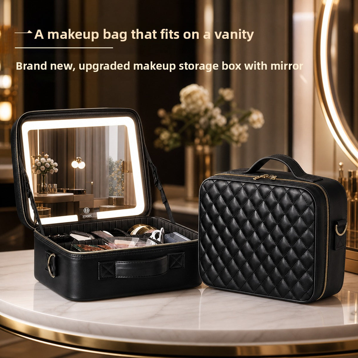 Portable LED Makeup Box with Mirror