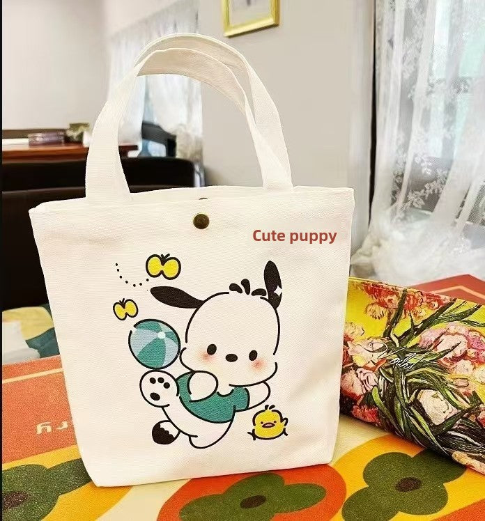 Teddy Bear Canvas Bag, Student Handbag, Gift Tote Bag, Eco-Friendly Bag for Women