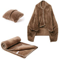 Multifunctional Flannel Travel Blanket Shawl Pillow
