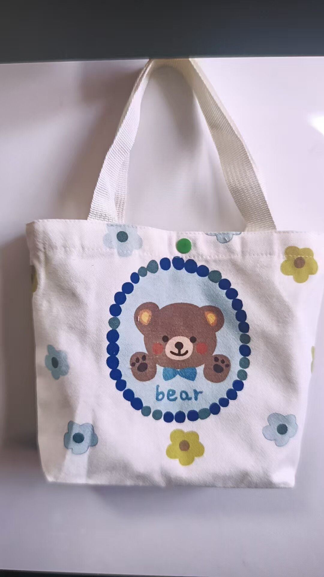 Teddy Bear Canvas Bag, Student Handbag, Gift Tote Bag, Eco-Friendly Bag for Women