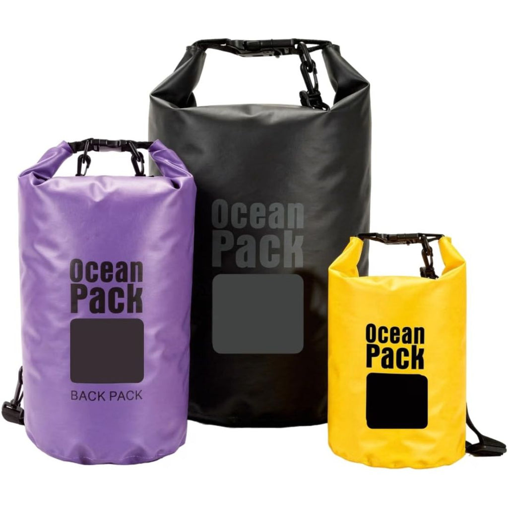 PAQ Waterproof Backpack Roll Top Dry Bag Set of 3 (2L 5L 10L) Assorted colors