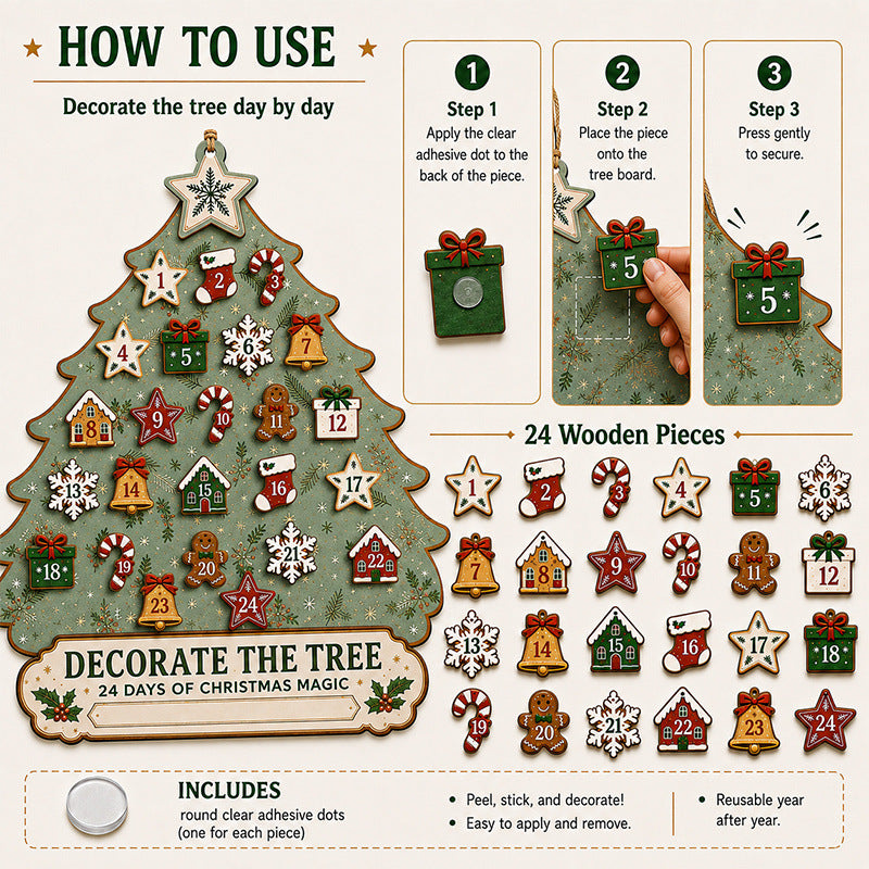 Christmas 24-day countdown calendar wooden Christmas decoration item