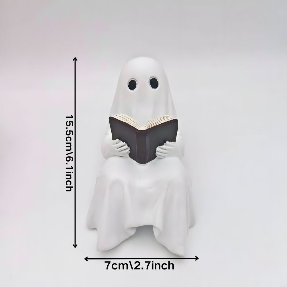 Halloween Ghost Reading Book Resin Statue Home Decoration