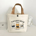 Teddy Bear Canvas Bag, Student Handbag, Gift Tote Bag, Eco-Friendly Bag for Women