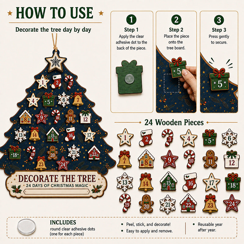 Christmas 24-day countdown calendar wooden Christmas decoration item