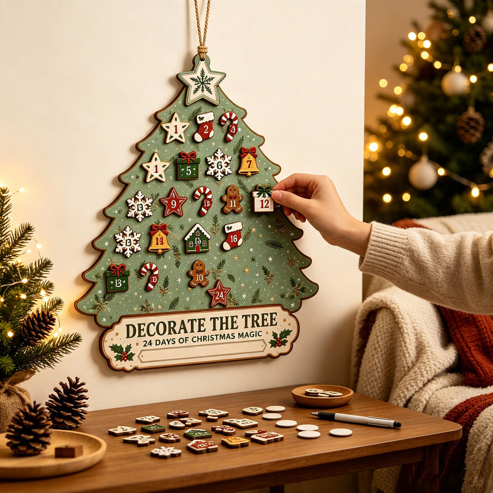 Christmas 24-day countdown calendar wooden Christmas decoration item