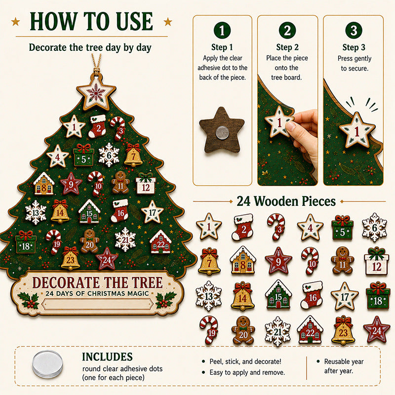 Christmas 24-day countdown calendar wooden Christmas decoration item
