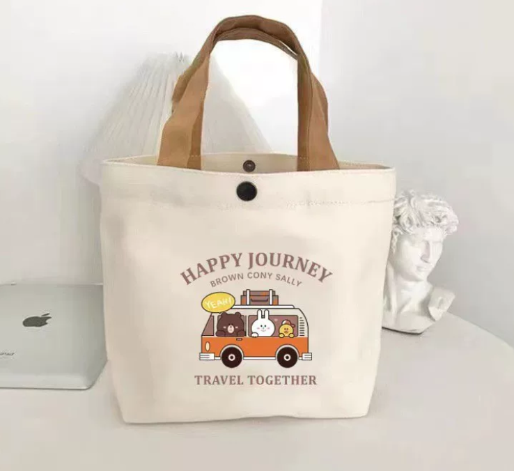 Teddy Bear Canvas Bag, Student Handbag, Gift Tote Bag, Eco-Friendly Bag for Women