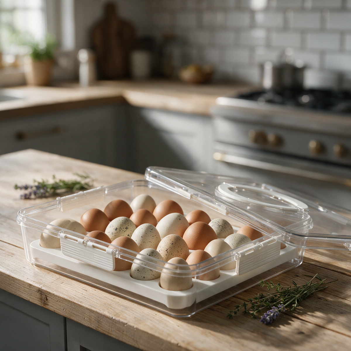 Egg Storage Box for Refrigerator – Airtight Egg Organizer for 20 Eggs