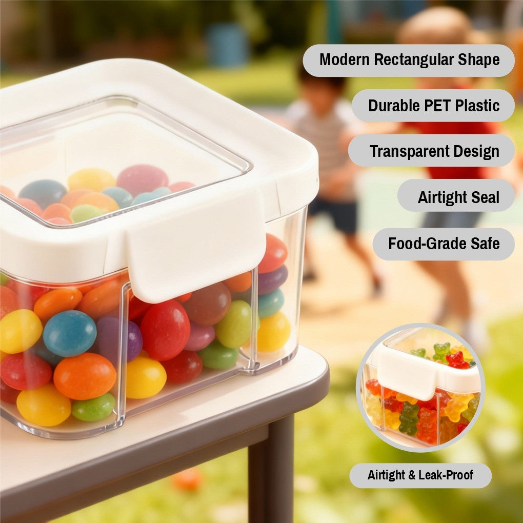 Clear Rectangular Pantry Storage Container – Airtight Lid Kitchen Organizer for Dry Food & Home Storage