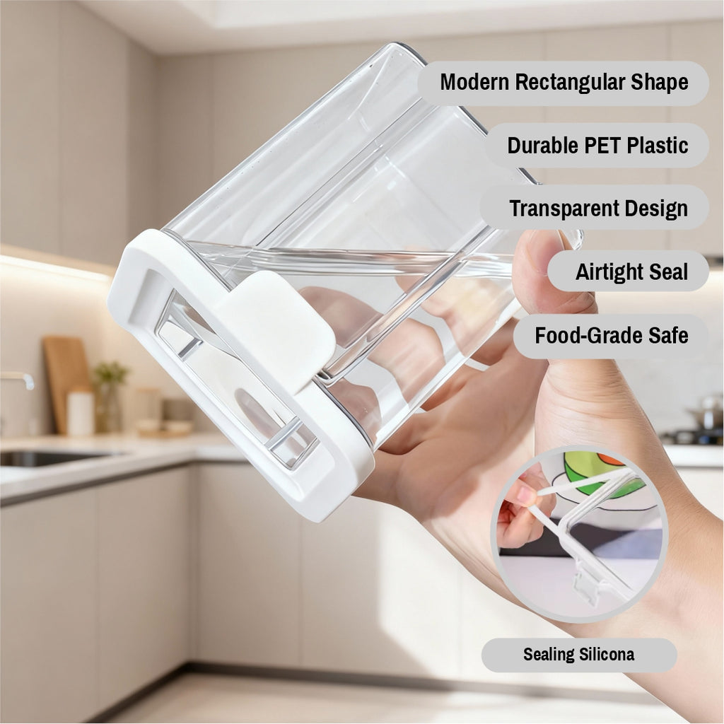 1300ml Airtight Storage Container – BPA Free Clear Kitchen Pantry Organizer, Stackable Food Canister with Sealed Lid