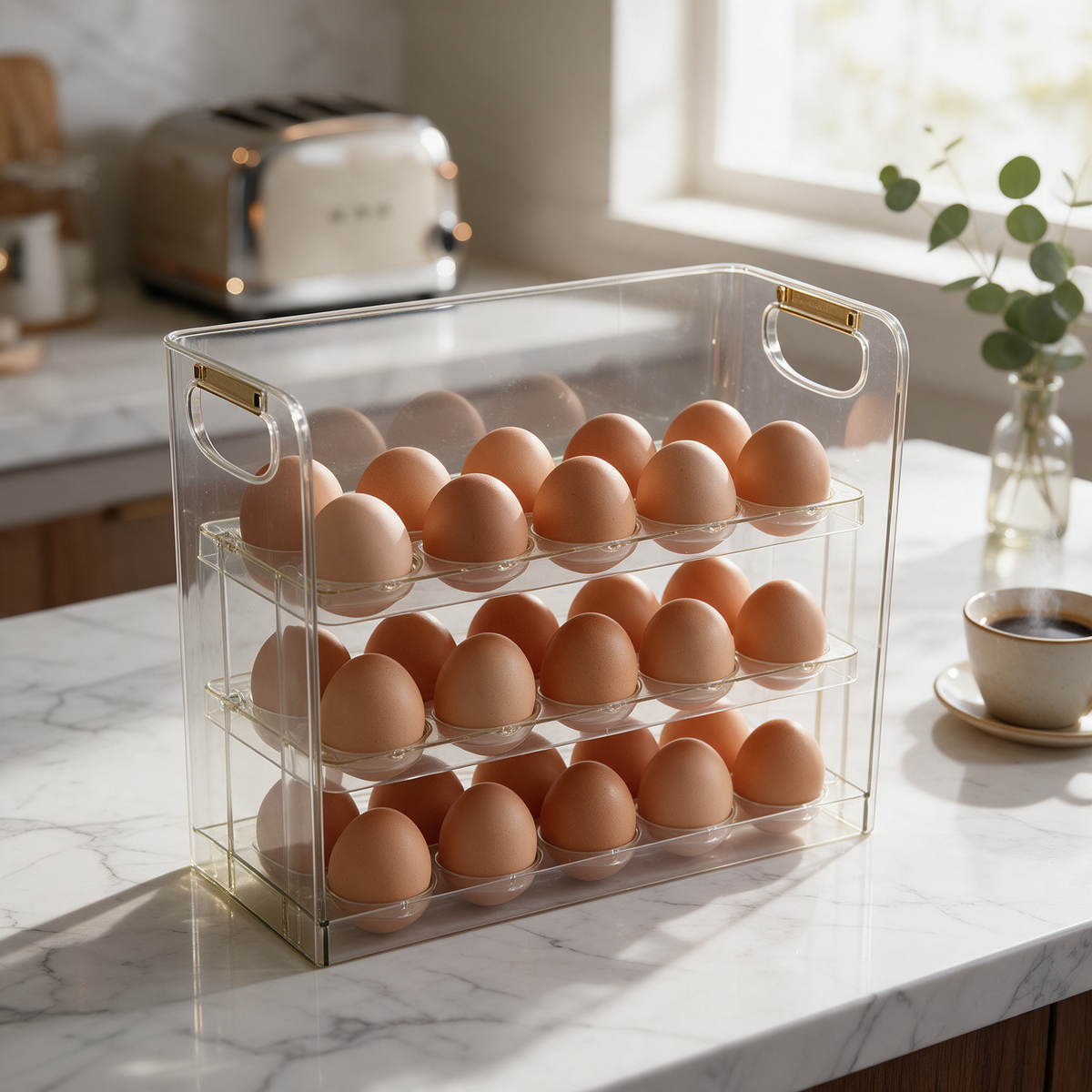 3-Tier Transparent Egg Organizer