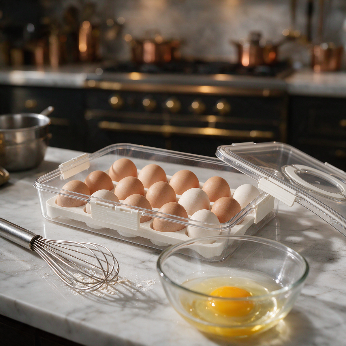 Egg Storage Box for Refrigerator – Airtight Egg Organizer for 20 Eggs