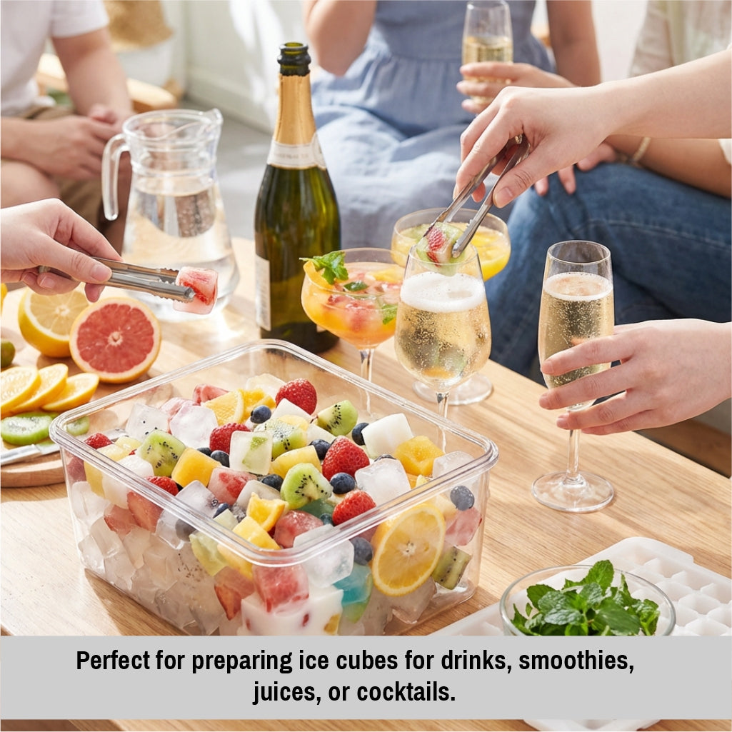 Plastic Covered Ice Cube Trays with Storage Container – Ice Cube Trays for Freezer with Lid, Easy Release Ice Molds & Cube Storage Bin