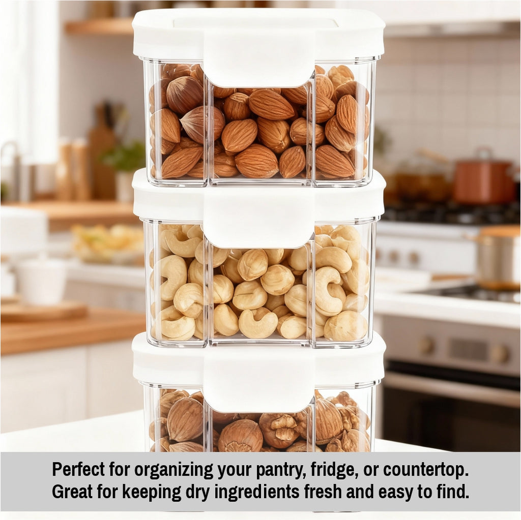 Clear Airtight Food Storage Container – BPA Free Stackable Kitchen Pantry Organizer with Sealed Lid