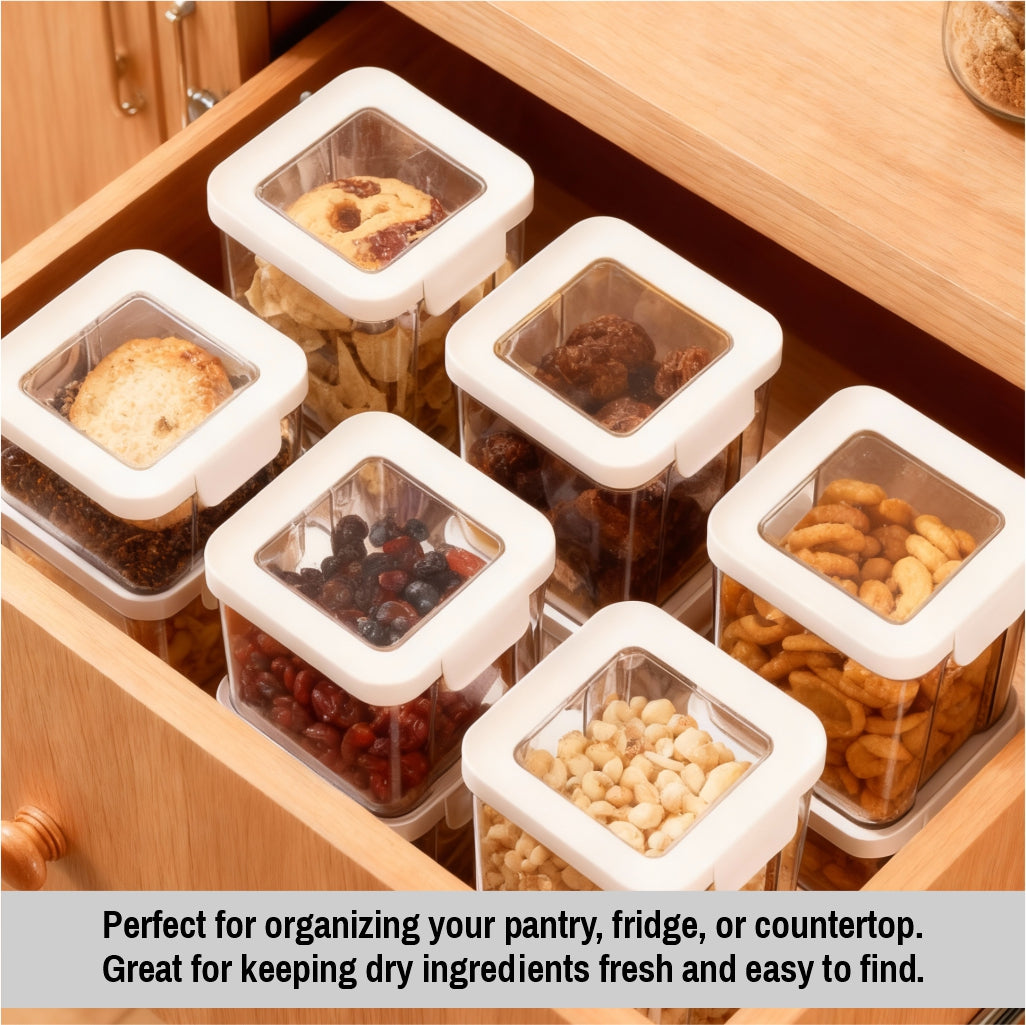 Airtight Kitchen Storage Containers – Transparent BPA-Free Food Containers with Sealed Lids – Stackable Moisture-Resistant Pantry Organizers
