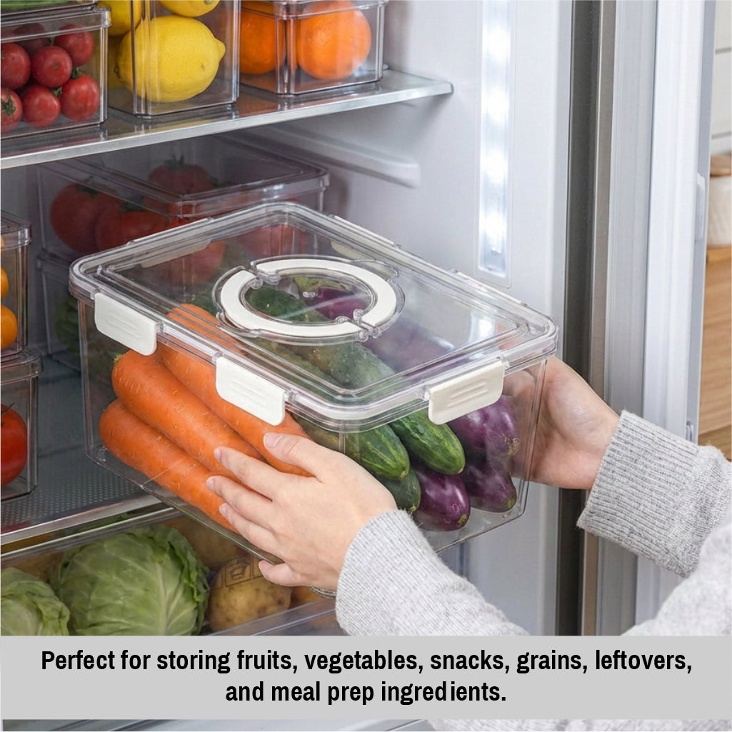 Airtight Food Storage Container with Lid – Clear PET Kitchen Storage Container for Fridge & Pantry Organization