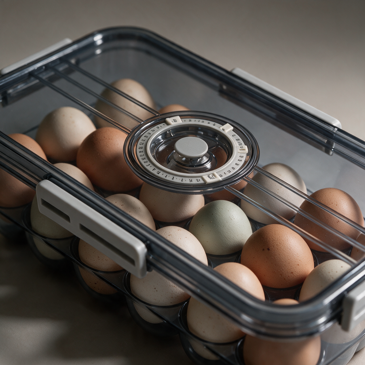 Translucent Egg Organizer Box with Drainer