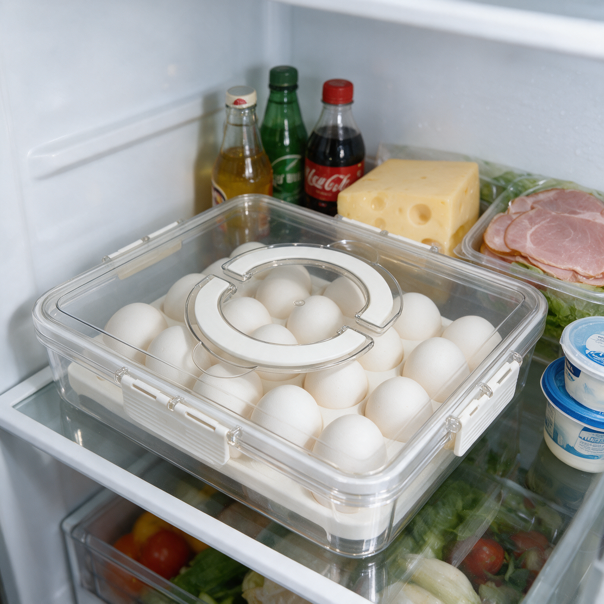 Egg Storage Box for Refrigerator – Airtight Egg Organizer for 20 Eggs