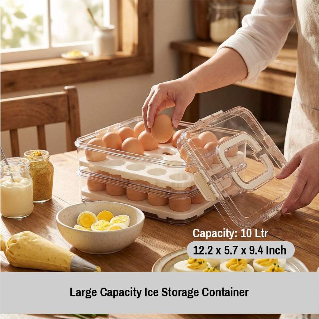 Egg Containers with Lids 2 Tiers – Refrigerator Egg Organizer with Airtight Food Storage Container