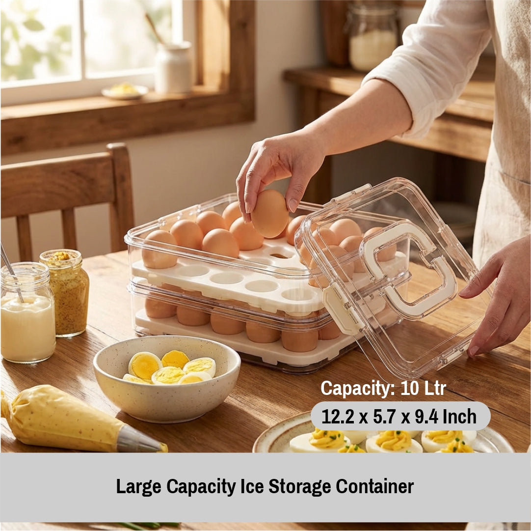 Egg Containers with Lids 2 Tiers – Refrigerator Egg Organizer with Airtight Food Storage Container