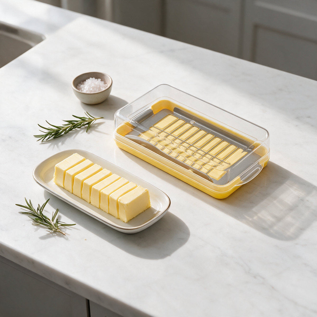 Yellow Airtight Butter Cutter Container