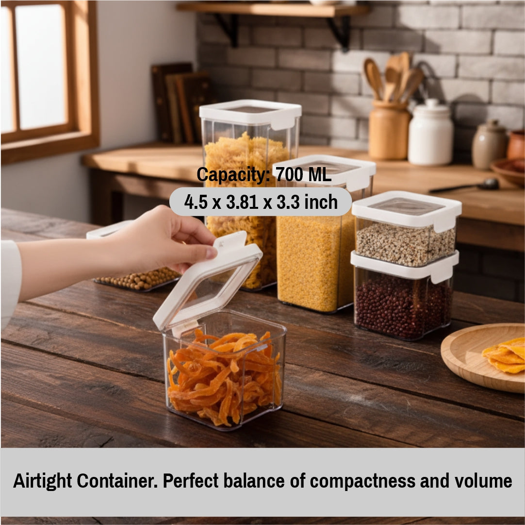 Airtight Kitchen Storage Containers – Transparent BPA-Free Food Containers with Sealed Lids – Stackable Moisture-Resistant Pantry Organizers
