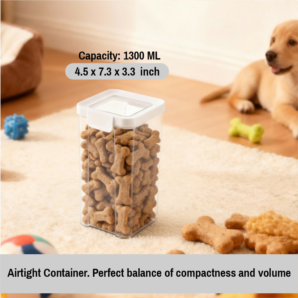 1300ml Airtight Storage Container – BPA Free Clear Kitchen Pantry Organizer, Stackable Food Canister with Sealed Lid