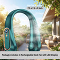 Rechargeable Neck Fan with LED Display – Portable Bladeless Neck Fan, 5200mAh Wearable Cooling Fan