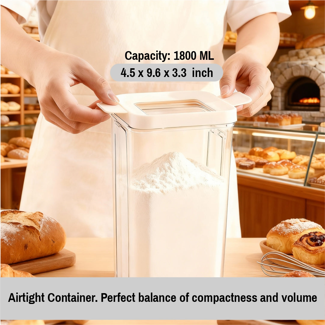 Premium 1800ml Airtight Food Storage Container - Stackable PET Plastic Kitchen Organizer