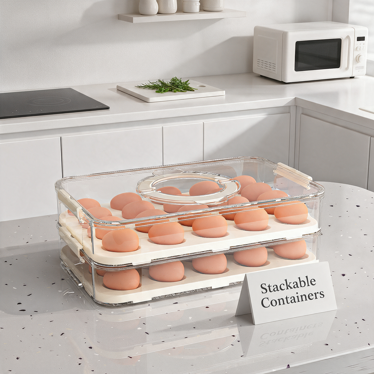 Egg Storage Box for Refrigerator – Airtight Egg Organizer for 20 Eggs