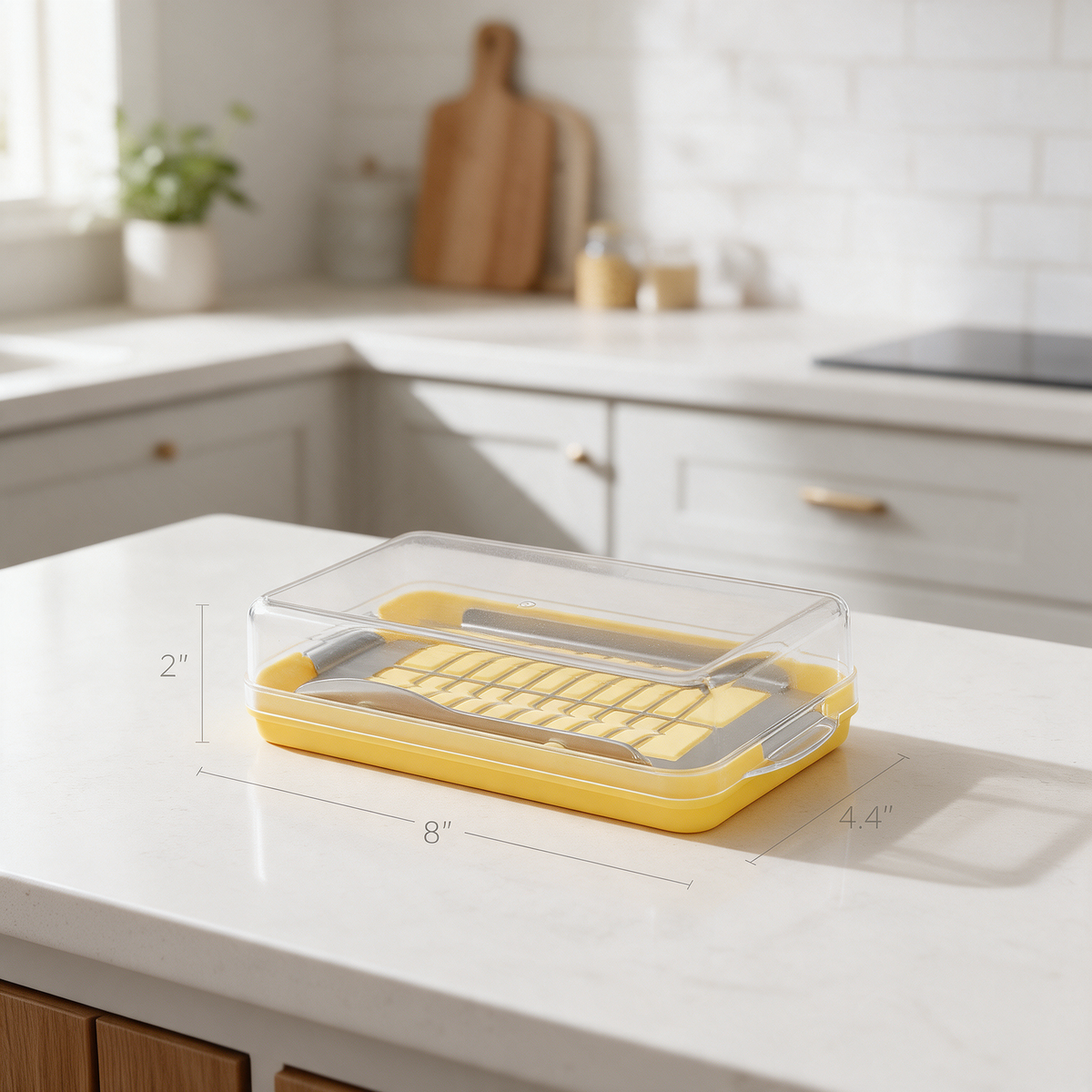 Yellow Airtight Butter Cutter Container