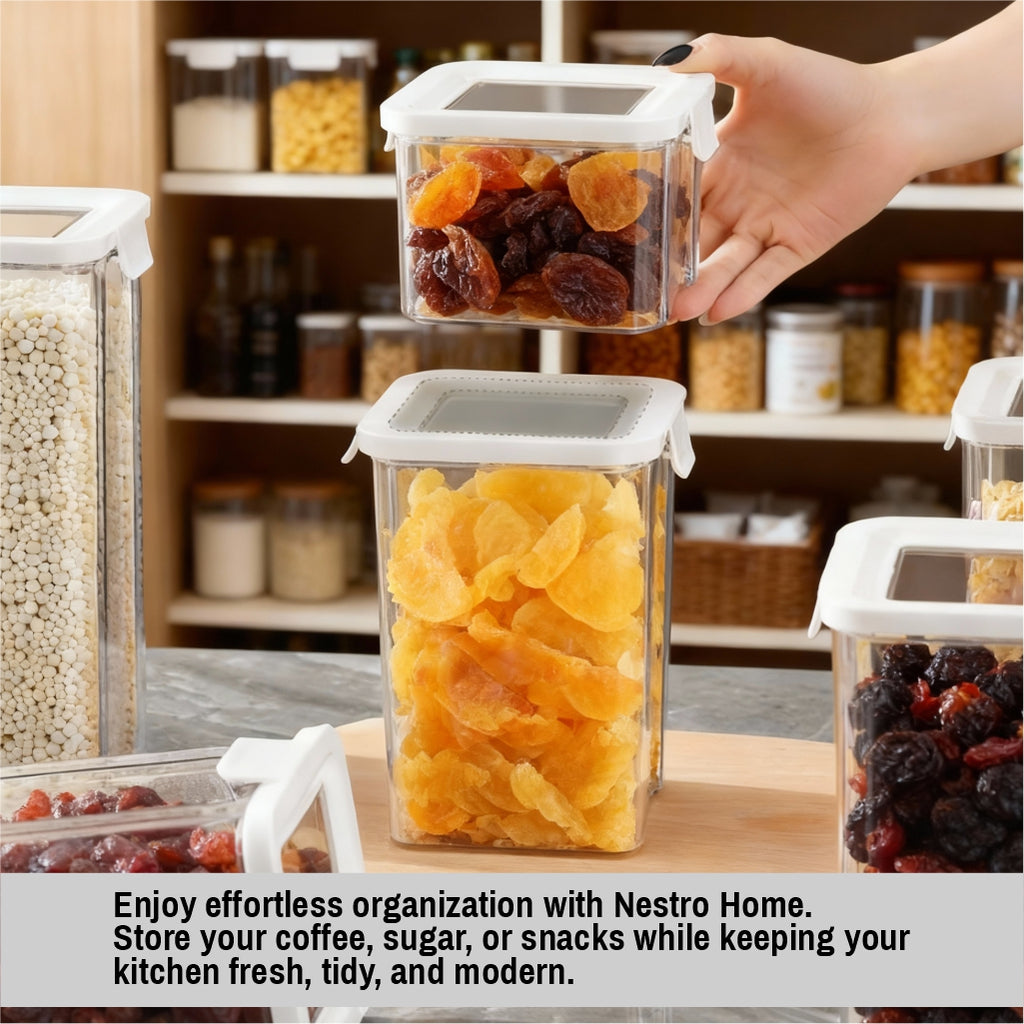 Clear Airtight Food Storage Container – BPA Free Stackable Kitchen Pantry Organizer with Sealed Lid