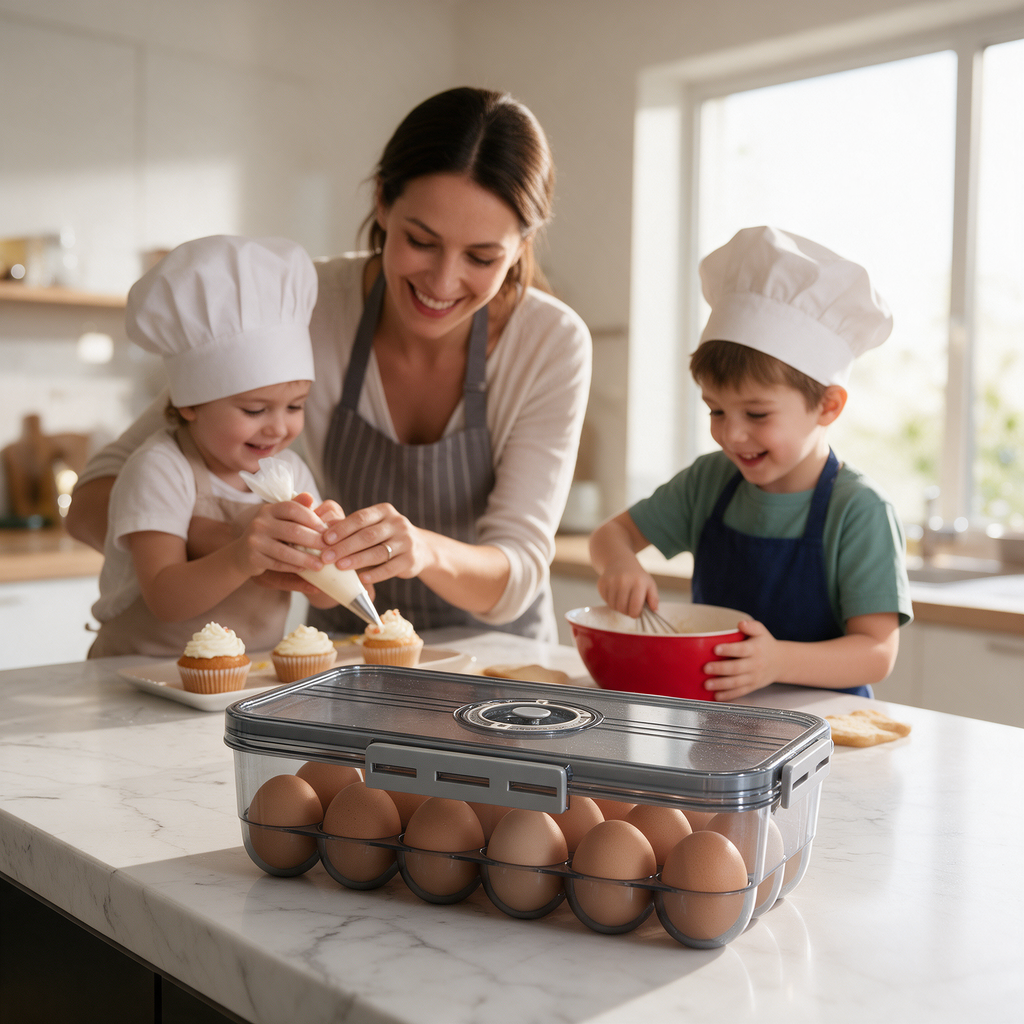 Translucent Egg Organizer Box with Drainer