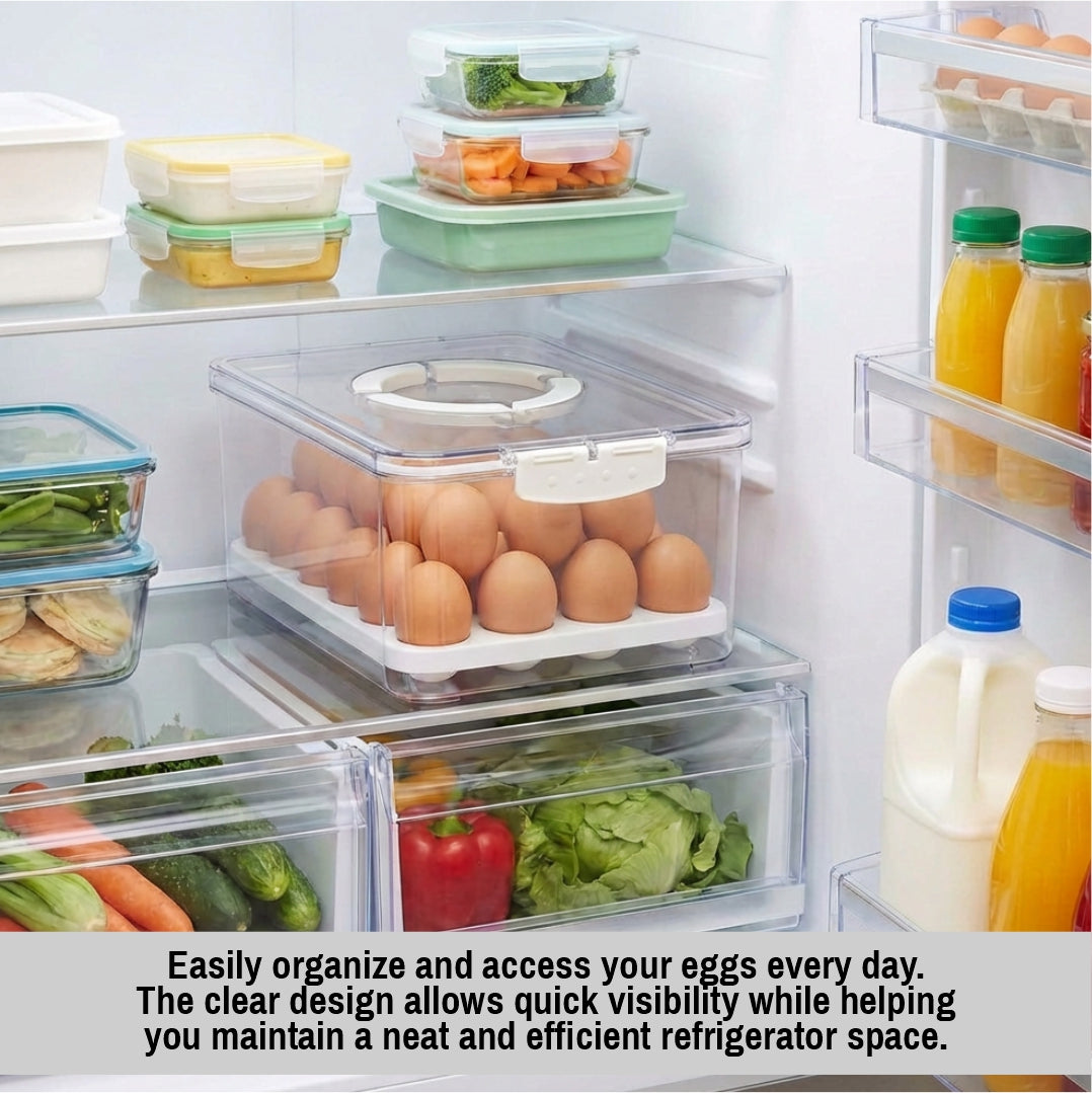 Egg Containers with Lids 2 Tiers – Refrigerator Egg Organizer with Airtight Food Storage Container